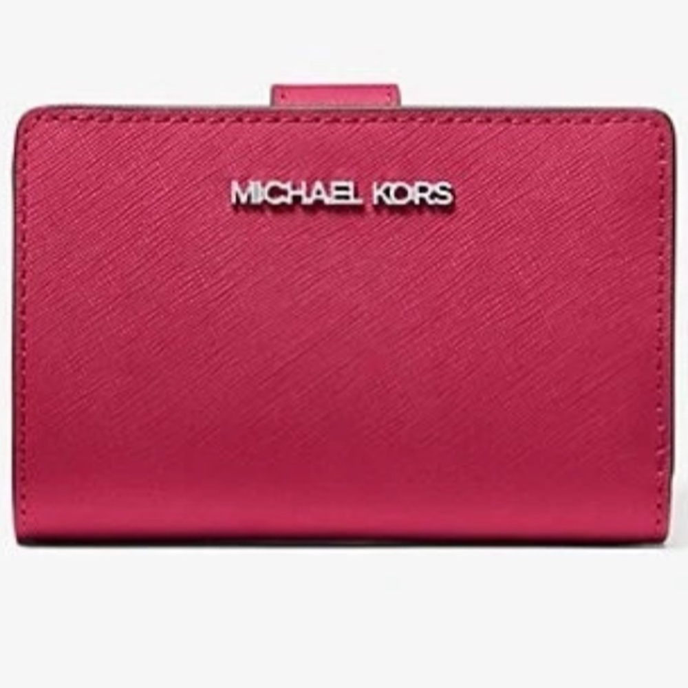 Michael Kors Dark Raspberry Leather Bifold Wallet - Picture 2 of 9